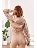 Women\'s tracksuit set with wings, beige FI624 - Online store - Boutique